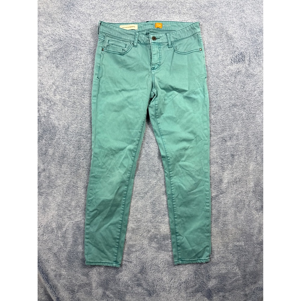 Pilcro Womens 28 Green Stet Slim Fit Pants Cotton Modal Stretch Anthropologie